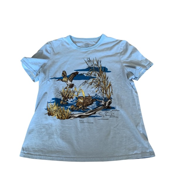 TORY BURCH Duck's Pond T-shirt In Blue Dream size Small S - Picture 8 of 9